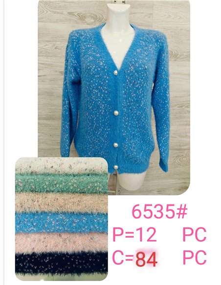 Cárdigan pelo botones perlas