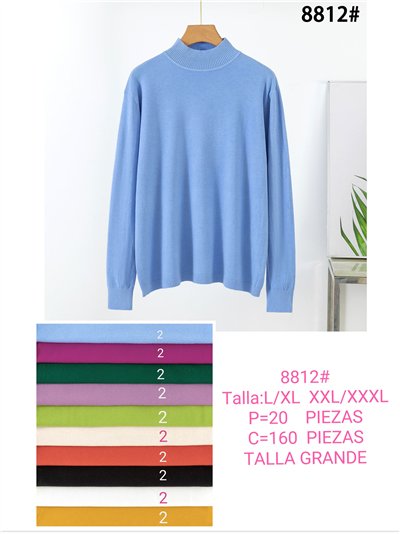 Jersey de punto cuello perkins liso talla grande 2