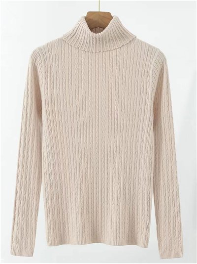Jersey trenzado cuello vuelto