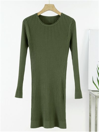 Vestido canalé cuello redondo