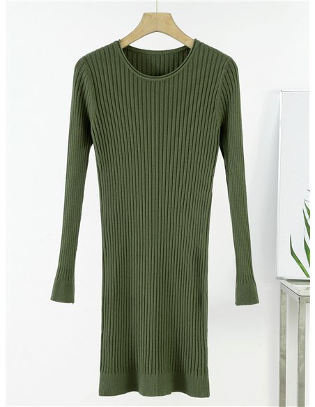 Vestido canalé cuello redondo