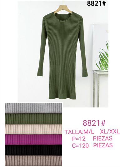 Vestido canalé cuello redondo 2