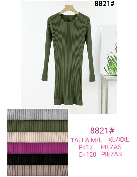 Vestido canalé cuello redondo