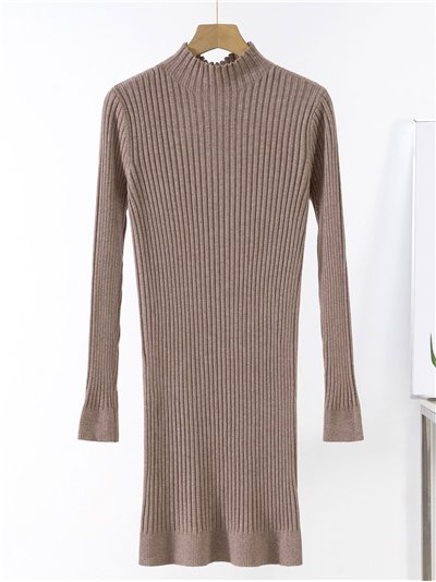 Vestido canalé cuello perkins