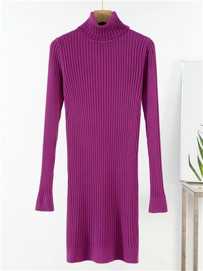 Vestido canalé cuello vuelto