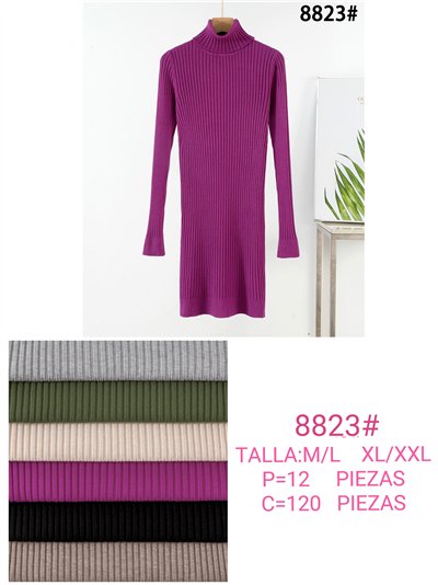 Vestido canalé cuello vuelto 2