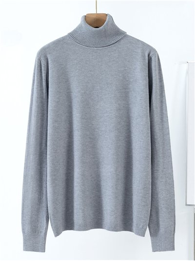Jersey de punto cuello vuelto liso