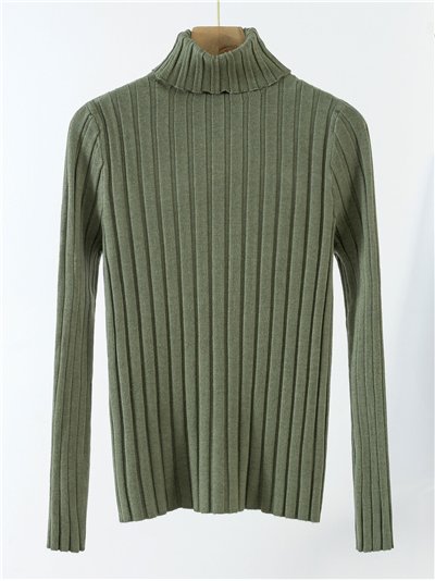 Jersey canalé ancho cuello vuelto