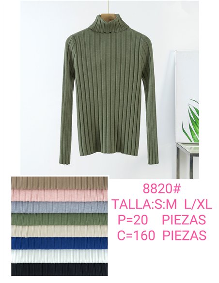 Jersey canalé ancho cuello vuelto