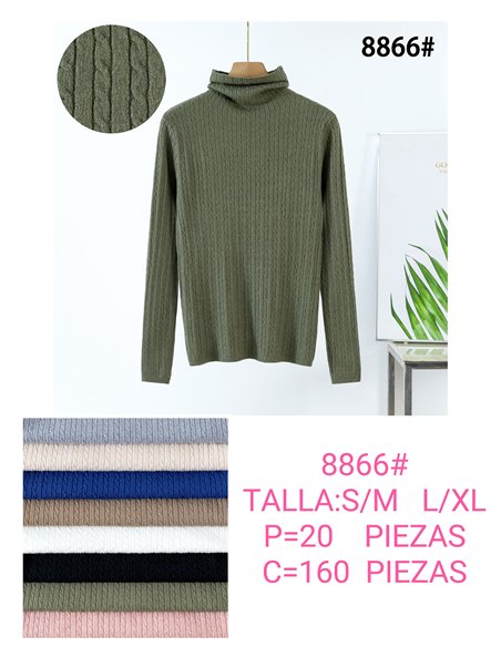 Jersey trenzado cuello vuelto