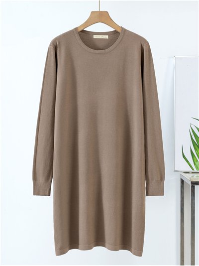 Vestido de punto liso cuello redondo