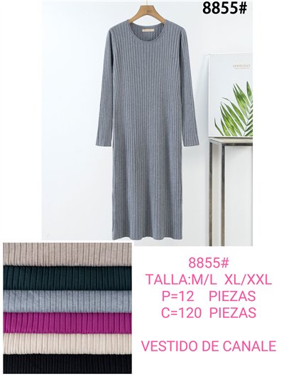 Vestido canalé cuello redondo 2