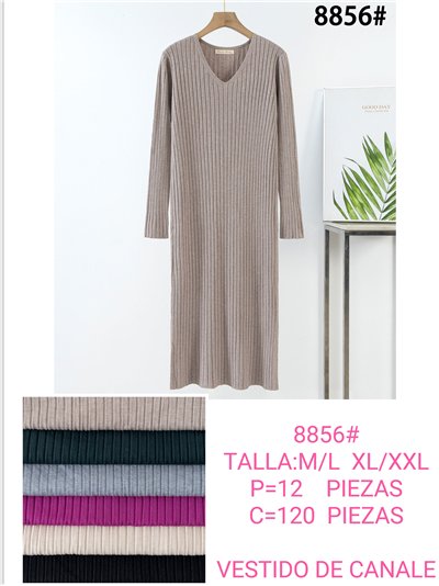 V‑neck ribbed knit dress 2