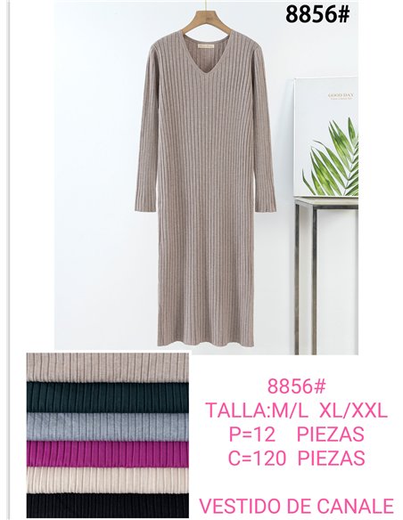 V‑neck ribbed knit dress