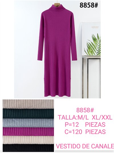 Roll neck ribbed knit dress 2