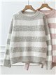 Jersey rayas bouclé cuello redondo