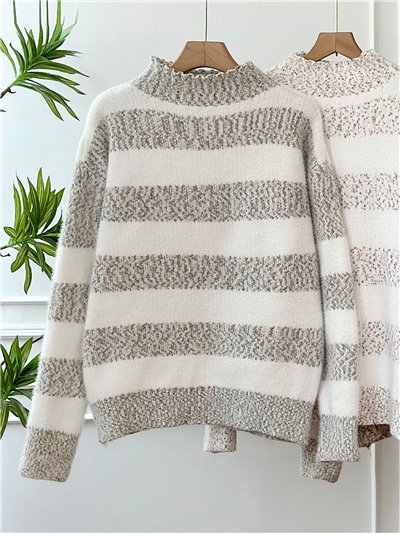 Jersey rayas bouclé cuello perkins