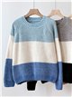 Jersey chenilla bloques de color cuello redondo