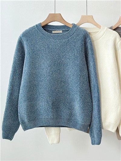 Jersey básico chenilla cuello redondo