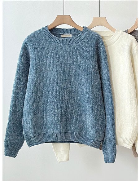 Jersey básico chenilla cuello redondo