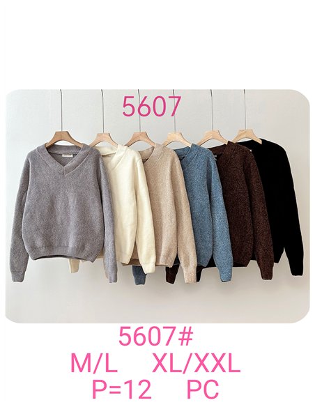 Jersey básico chenilla escote pico