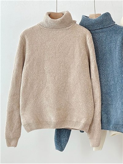 Roll neck chenille sweater