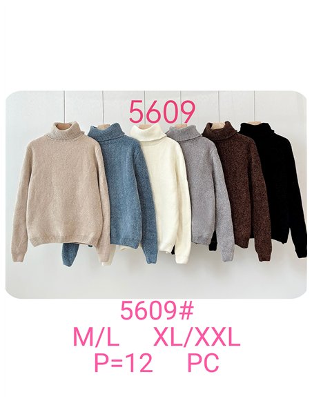 Jersey básico chenilla cuello vuelto