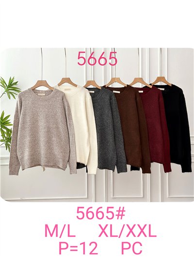 Jersey punto con pelo cuello redondo 2