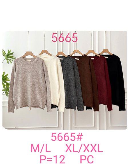 Jersey punto con pelo cuello redondo