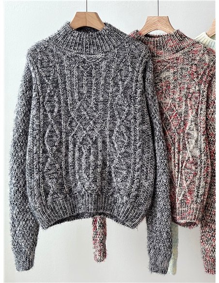 Jersey jaspeado trenzado cuello perkins