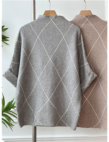 High neck diamond sweater