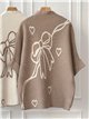 High neck bow print sweater