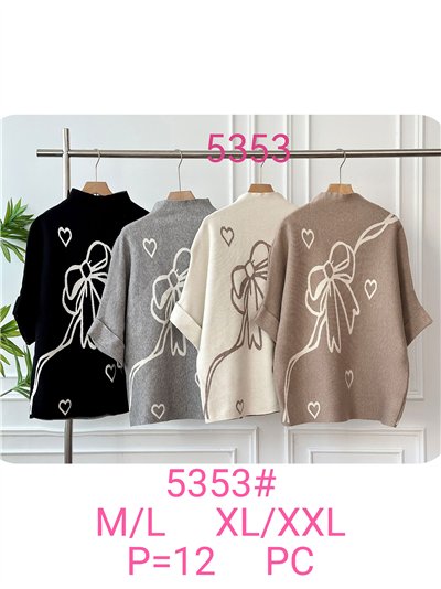 High neck bow print sweater 2