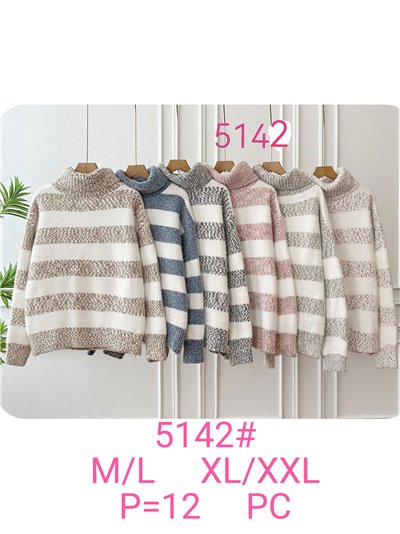 Jersey rayas bouclé cuello vuelto 2