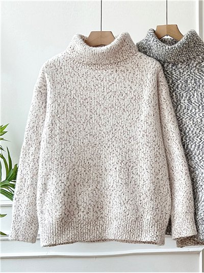 Jersey jaspeado cuello vuelto