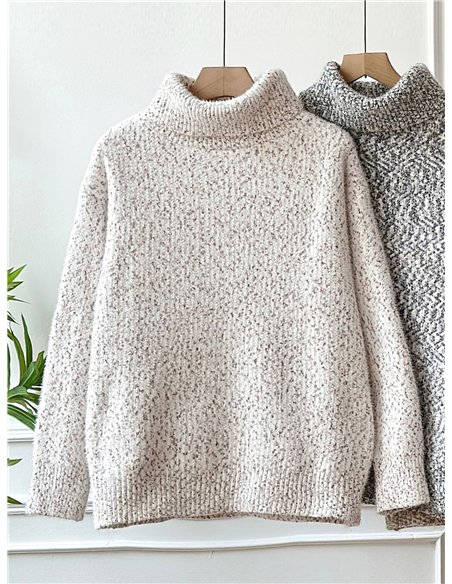 Jersey jaspeado cuello vuelto