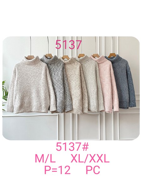 Jersey jaspeado cuello vuelto