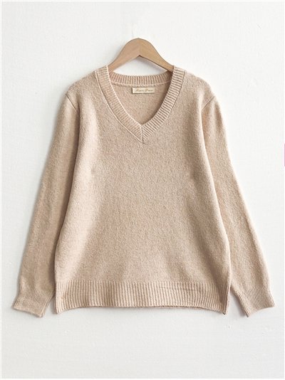 Jersey punto cálido cuello pico