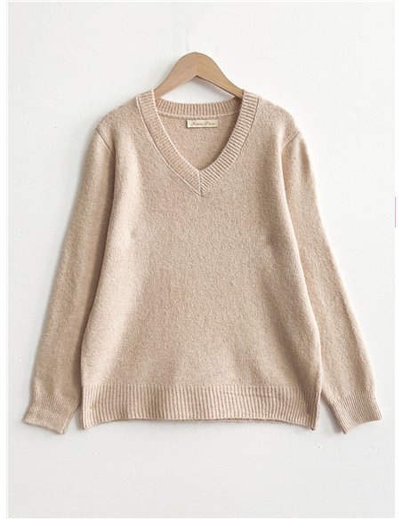 Jersey punto cálido cuello pico