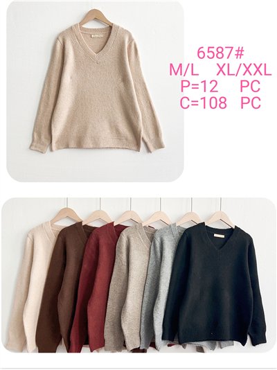 Jersey punto cálido cuello pico 2