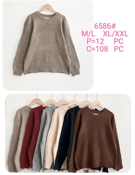 Jersey punto cálido cuello redondo