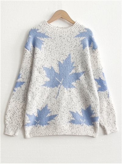 Jersey jaspeado jacquard hojas