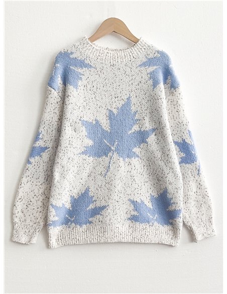 Jersey jaspeado jacquard hojas