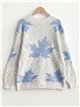Jersey jaspeado jacquard hojas