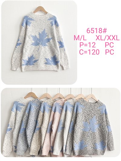 Jersey jaspeado jacquard hojas 2