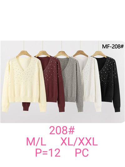 Jersey perlas y strass escote pico 2