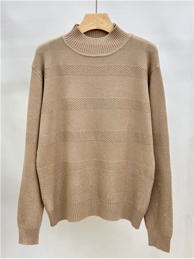 Jersey franjas con lentejuelas cuello perkins