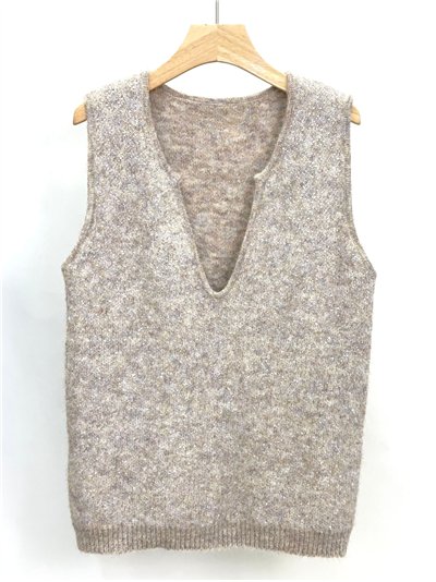 Chaleco punto con lentejuelas