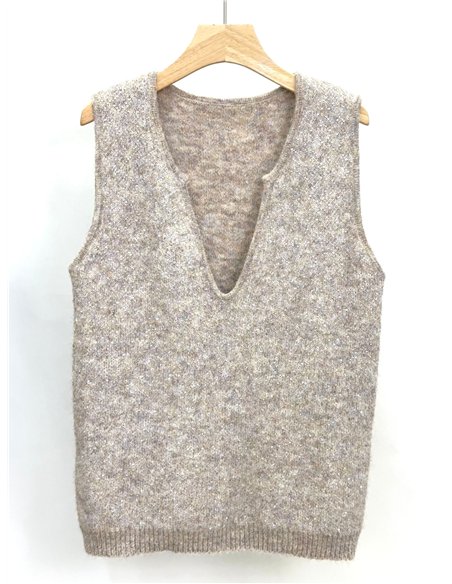 Chaleco punto con lentejuelas