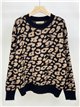 Leopard jacquard knit sweater